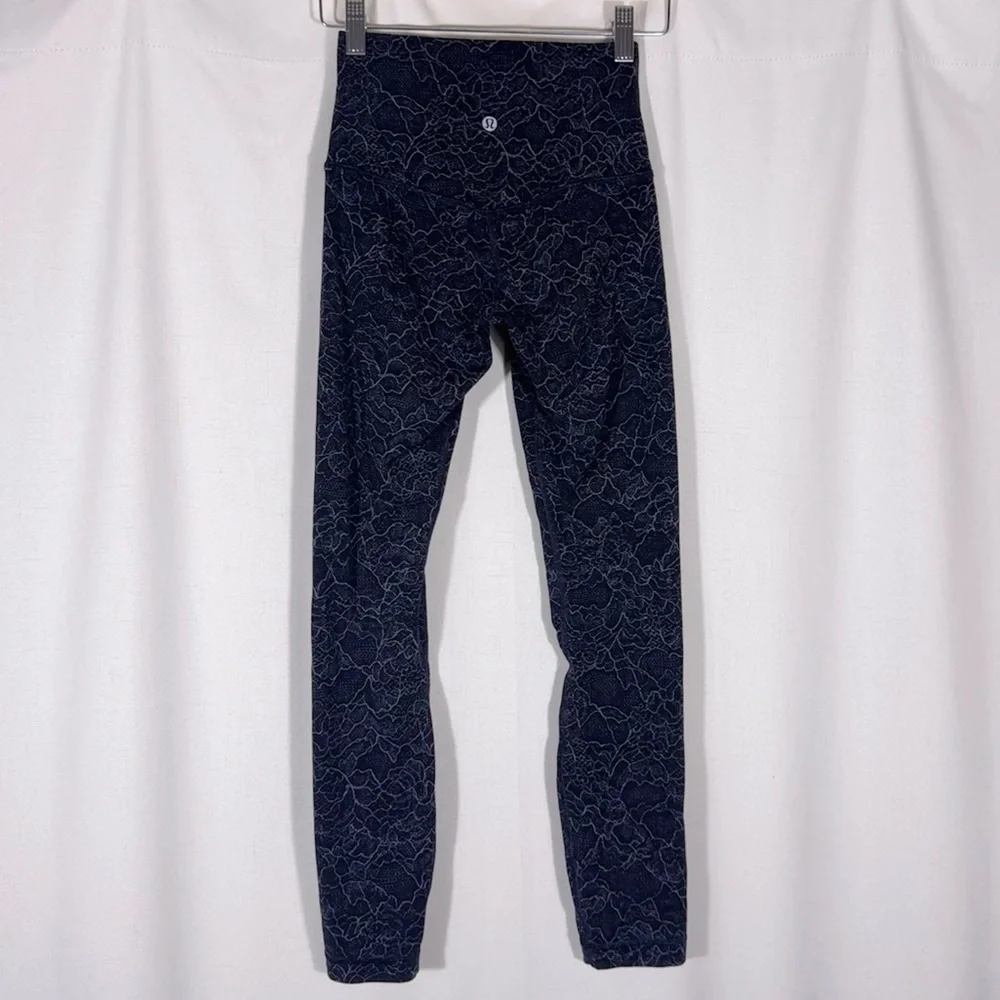 Lululemon Align High-Rise 25” Leggings in Lacescape Dark Cast Black